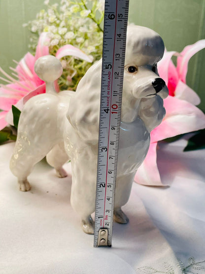 White & Grey Ceramic Poodle Figurine, 15 cm
