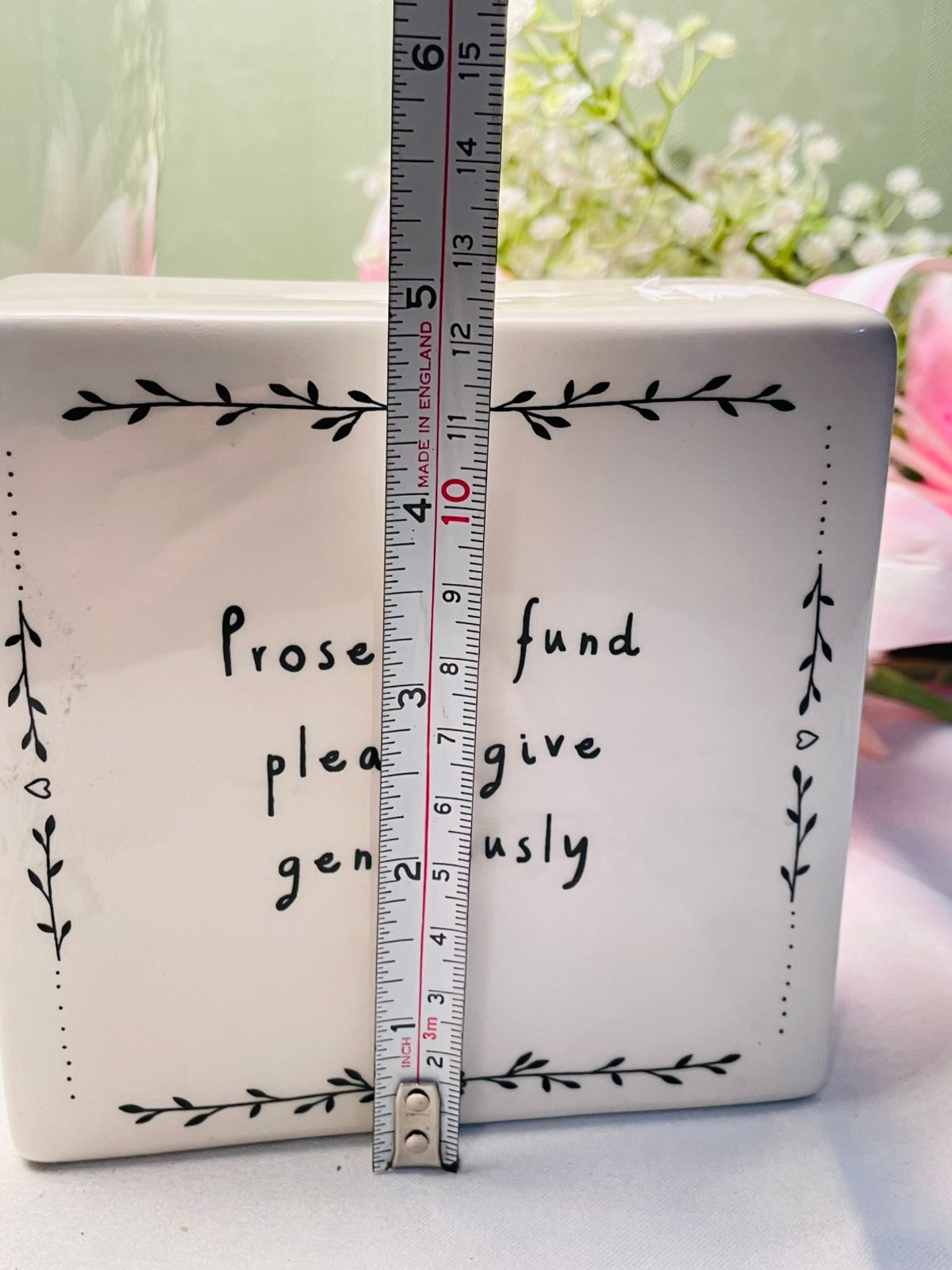 White Ceramic Prosecco Fund Money Box, 12 cm