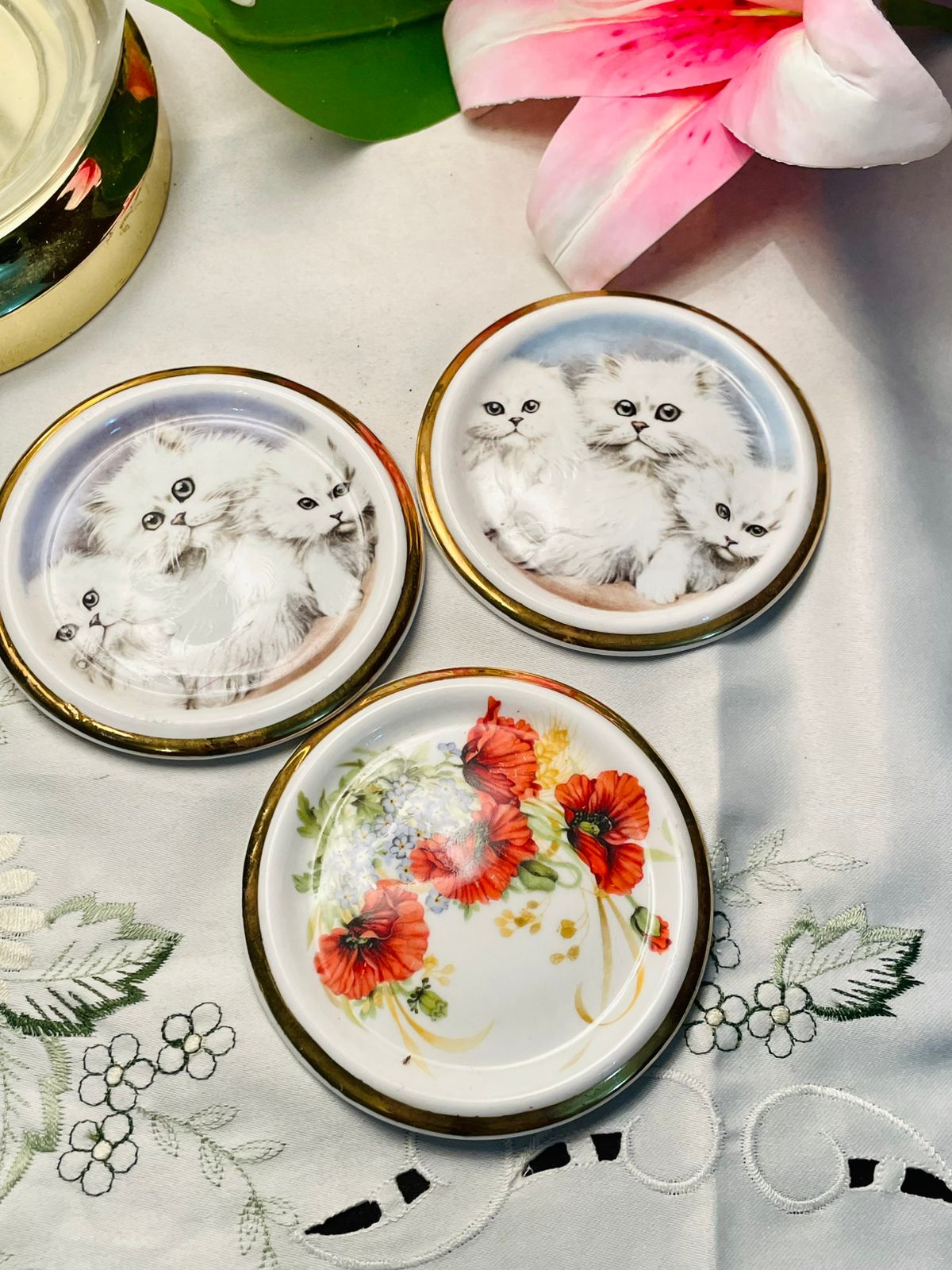 Holly Barn Fine Bone China Mini Plates Set of 3, 10 cm