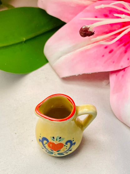Yellow Floral Mini Ceramic Jug, 5 cm