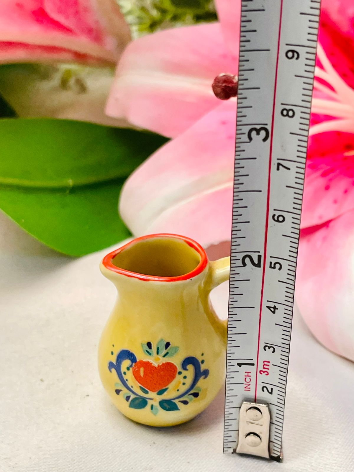 Yellow Floral Mini Ceramic Jug, 5 cm