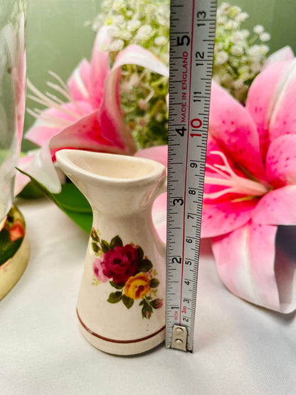 Vintage Floral Ceramic Creamer Jug Pink Roses 3.5 Inch