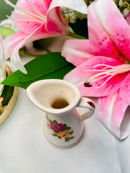 Vintage Floral Ceramic Creamer Jug Pink Roses 3.5 Inch