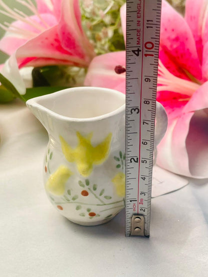 Vintage Yellow Bird Ceramic Creamer Jug 3 Inch