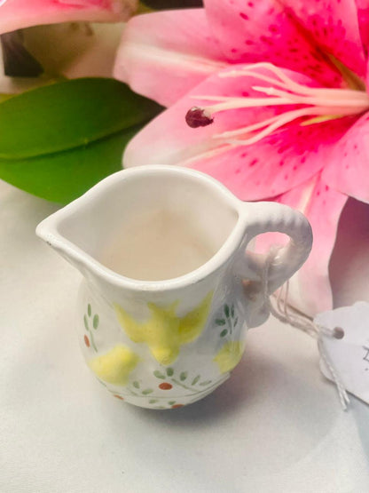 Vintage Yellow Bird Ceramic Creamer Jug 3 Inch