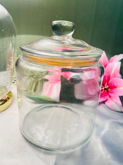 Vintage IKEA Clear Crystal Lidded Storage Jar Airtight Approx. 17 cm