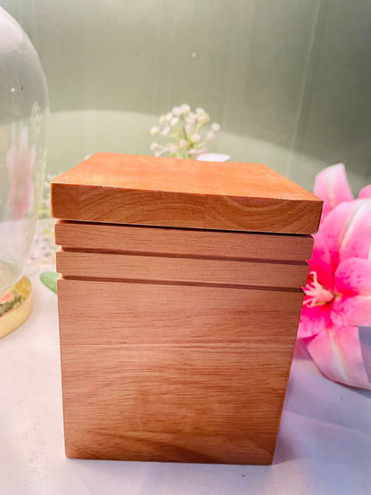 Vintage Wooden Tea Caddy with Lid Approx. 15 cm Airtight