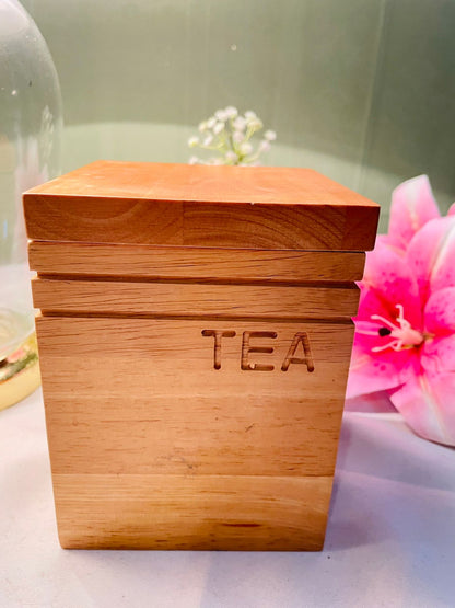 Vintage Wooden Tea Caddy with Lid Approx. 15 cm Airtight