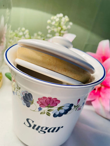 Priory Tableware Floral Sugar Jar Oven-Safe 15 cm Airtight