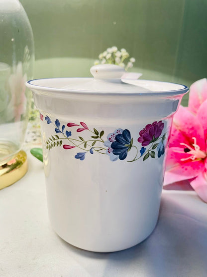 Priory Tableware Floral Sugar Jar Oven-Safe 15 cm Airtight