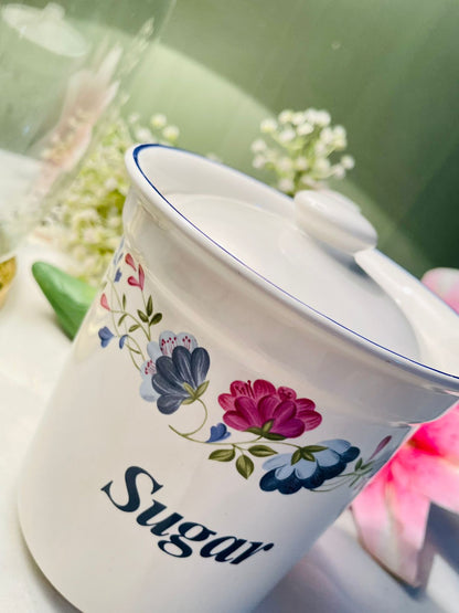 Priory Tableware Floral Sugar Jar Oven-Safe 15 cm Airtight