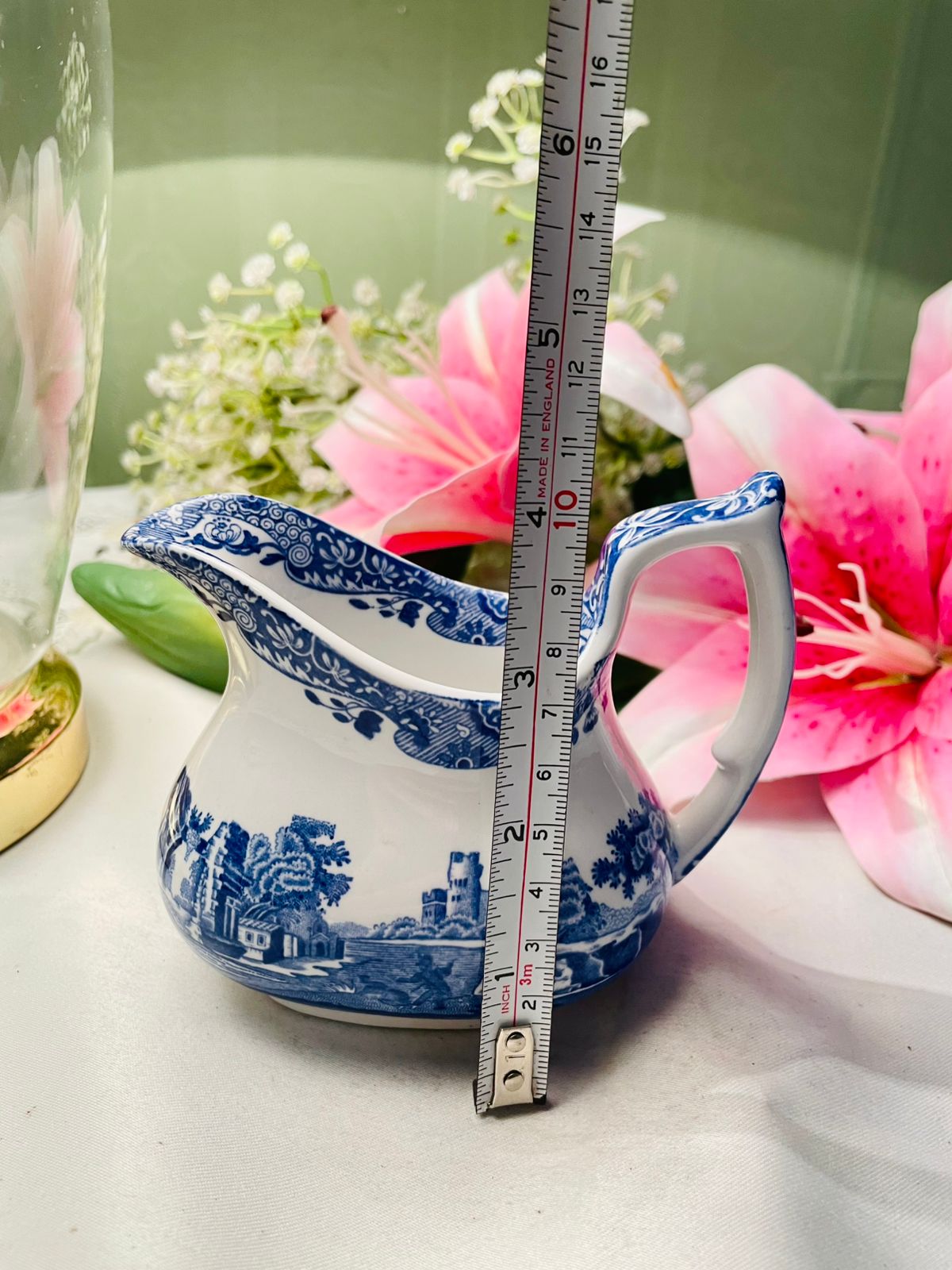 Spode Italian Blue & White Ceramic Jug Approx. 10 cm