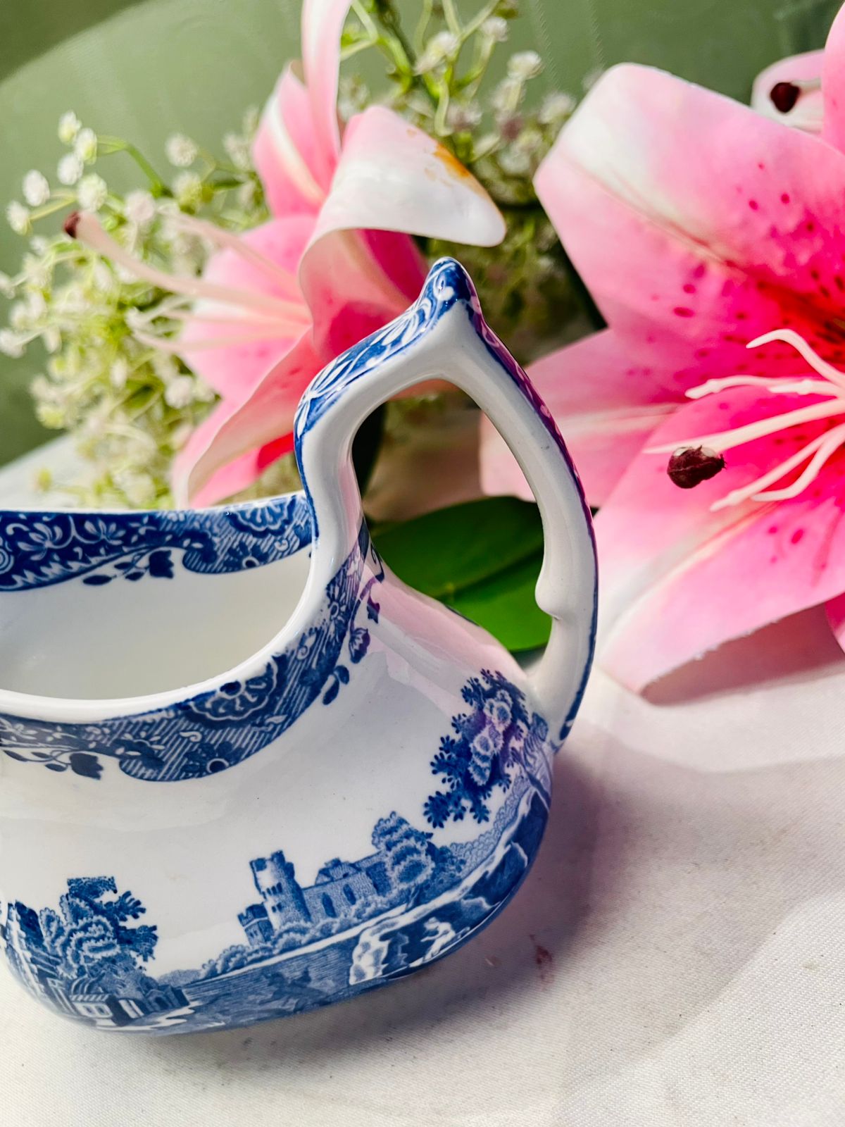 Spode Italian Blue & White Ceramic Jug Approx. 10 cm