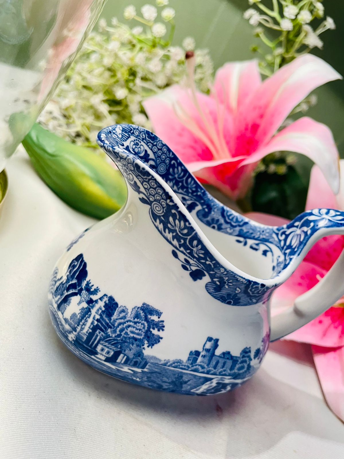 Spode Italian Blue & White Ceramic Jug Approx. 10 cm