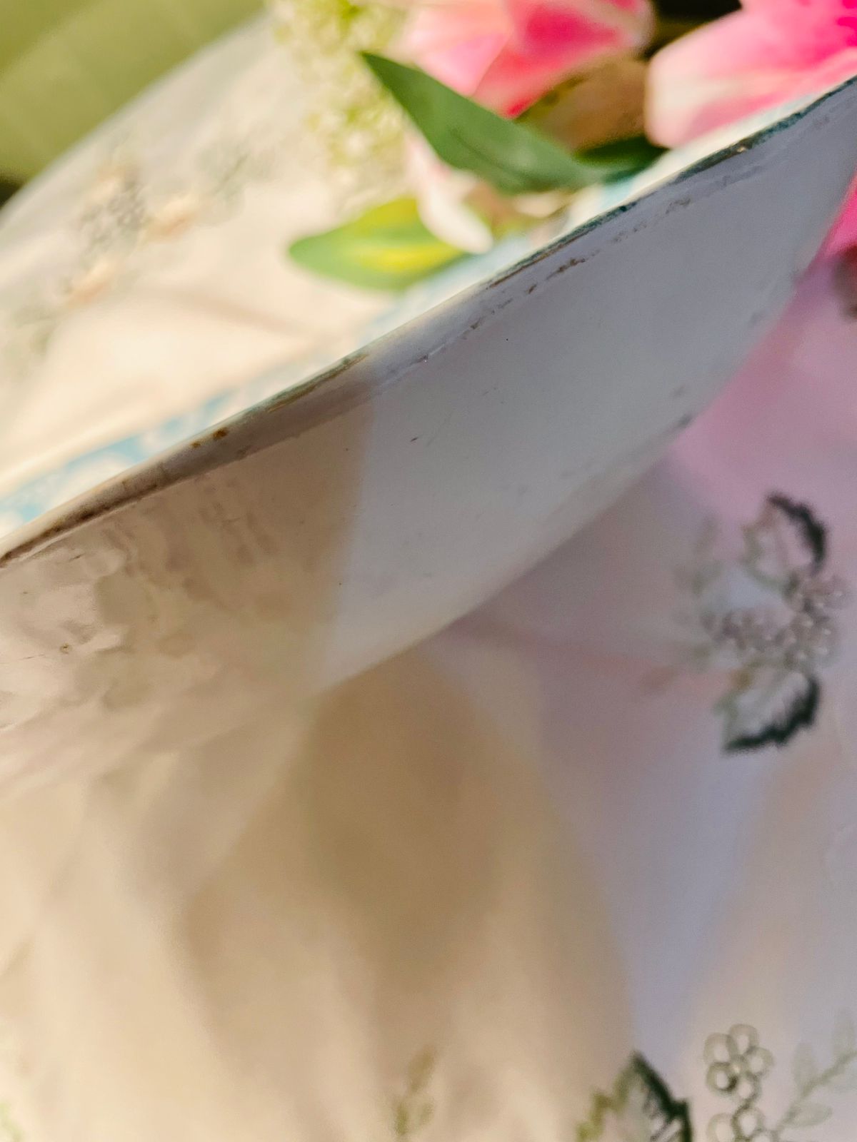 Vintage Blue Floral Ceramic Serving Platter Approx. 41 cm