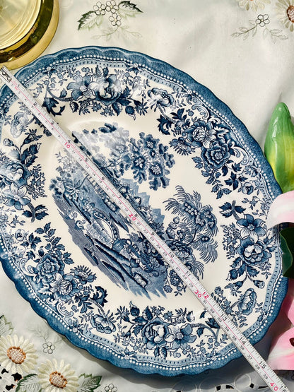 Churchill Blue & White Scenic Serving Platter Approx. 38 x 30 cm