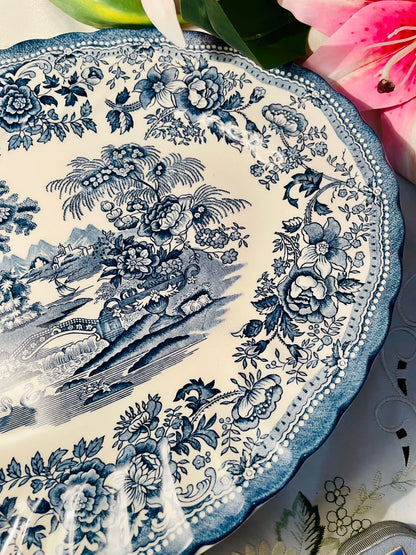 Churchill Blue & White Scenic Serving Platter Approx. 38 x 30 cm