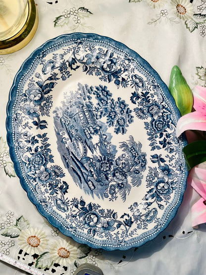 Churchill Blue & White Scenic Serving Platter Approx. 38 x 30 cm