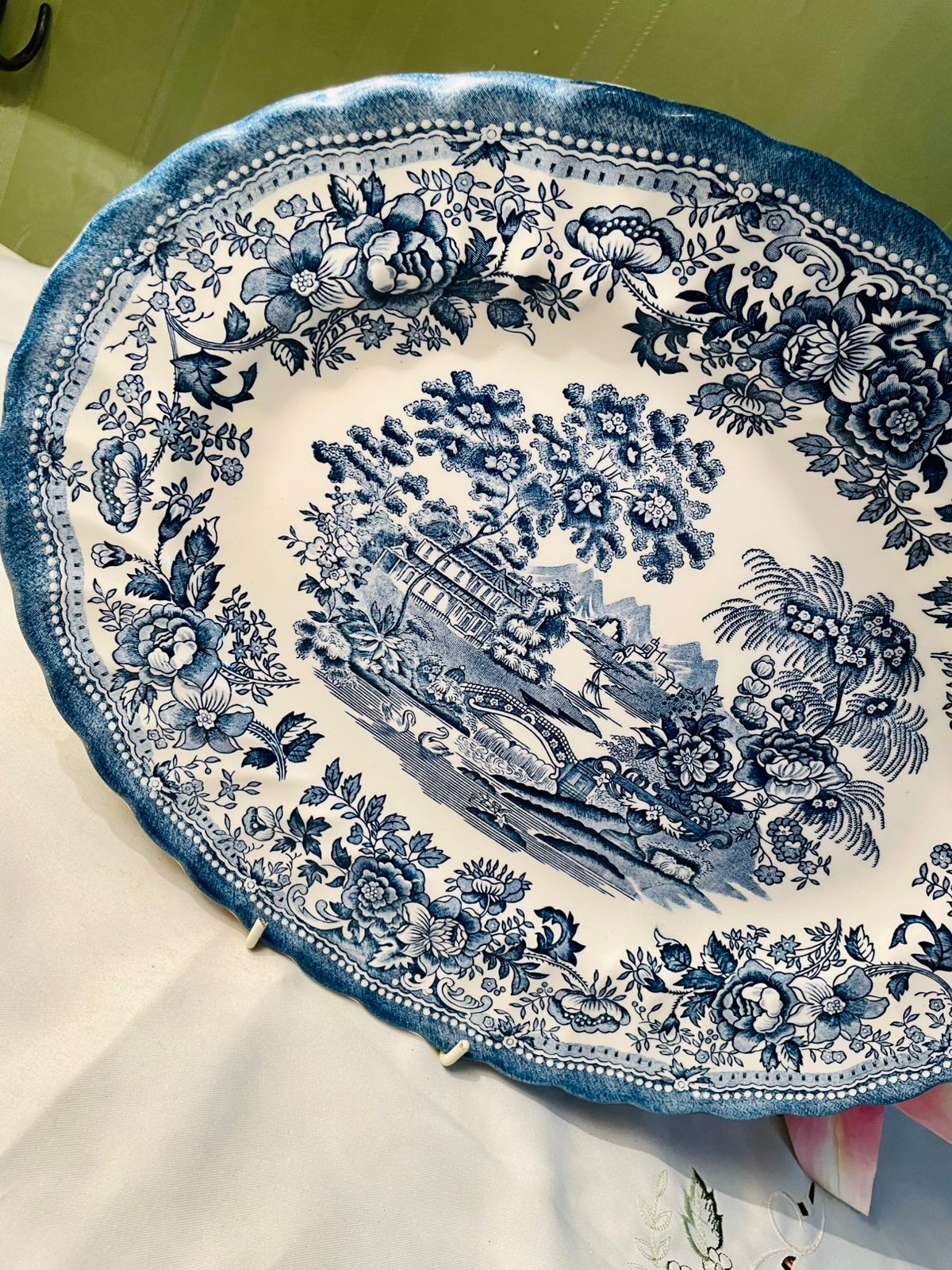 Churchill Blue & White Scenic Serving Platter Approx. 38 x 30 cm