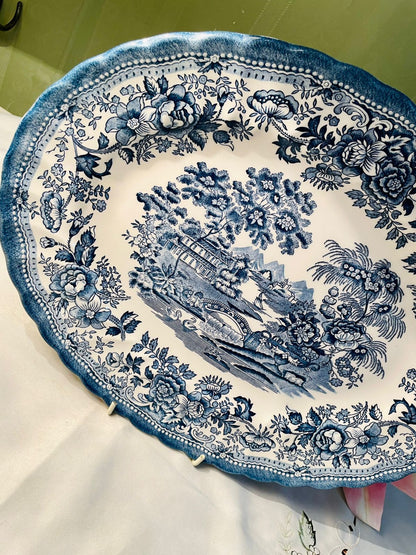 Churchill Blue & White Scenic Serving Platter Approx. 38 x 30 cm