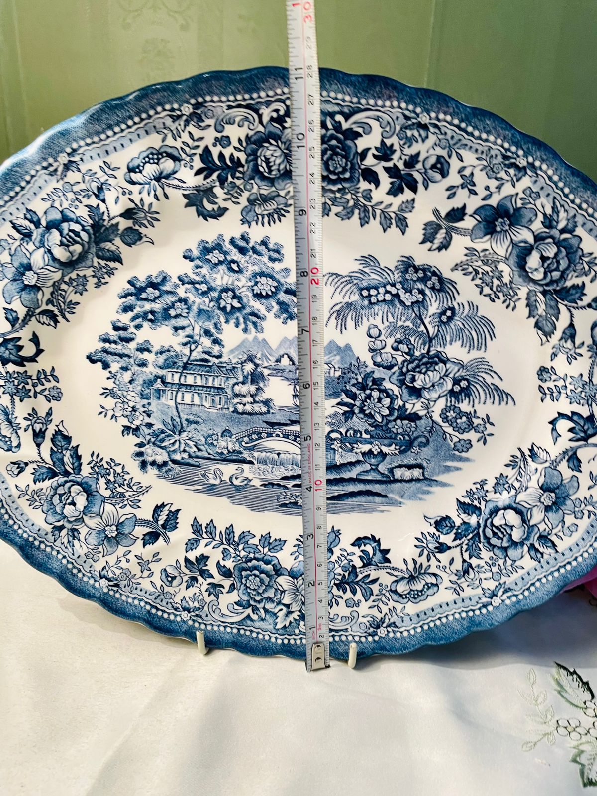 Churchill Blue & White Scenic Serving Platter Approx. 38 x 30 cm