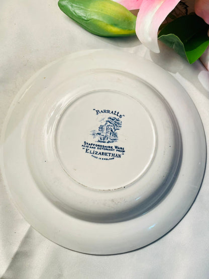 Barratts Elizabethan Blue & White Scenic Deep Plater  . 23 cm