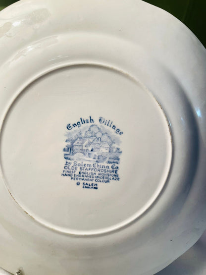 Salem English Village Blue & White Ironstone Decor Plate 24 cm