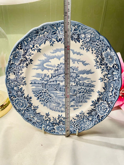 Salem English Village Blue & White Ironstone Decor Plate 24 cm