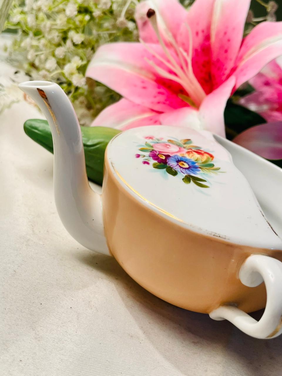 Vintage Floral Divided Serving Dish with Handles