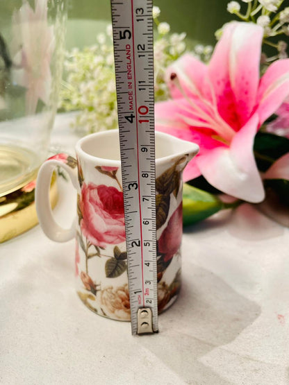 Vintage Pink Rose Floral Mini Jug Creamer 9cm