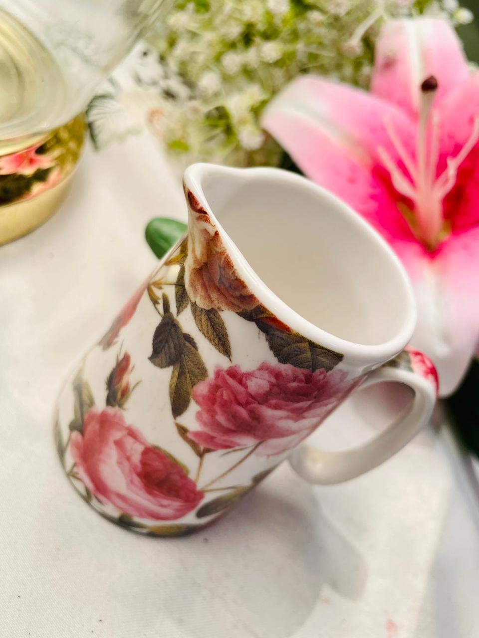 Vintage Pink Rose Floral Mini Jug Creamer 9cm