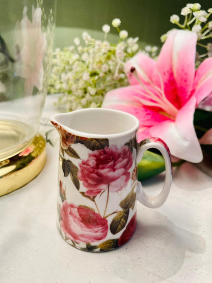 Vintage Pink Rose Floral Mini Jug Creamer 9cm