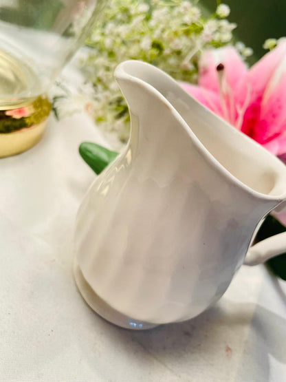 Vintage White Ceramic Milk Jug Creamer 10cm
