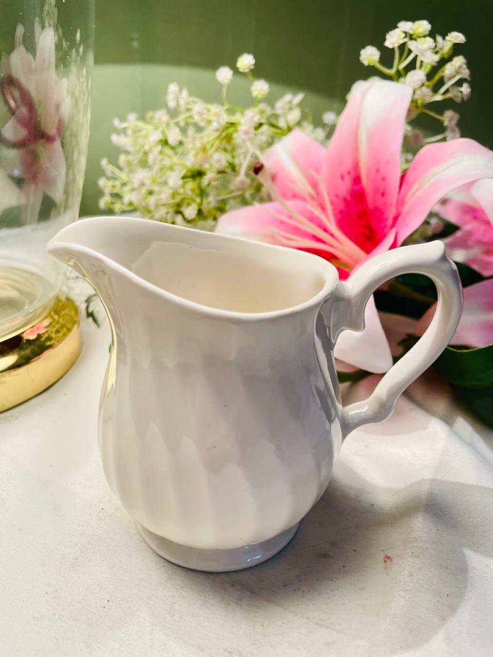 Vintage White Ceramic Milk Jug Creamer 10cm