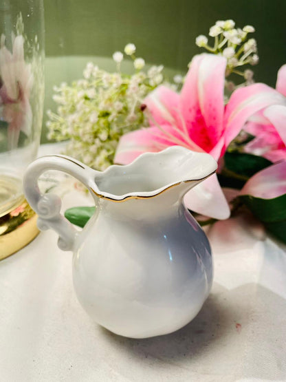 Vintage Pink Floral Mini Jug with Gold Trim 10cm