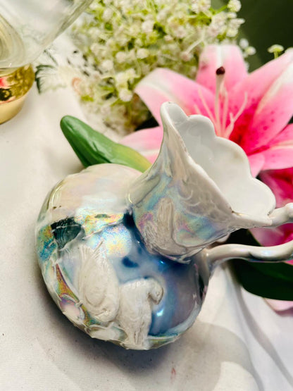 Vintage Iridescent Mini Jug with Scalloped Rim 10cm