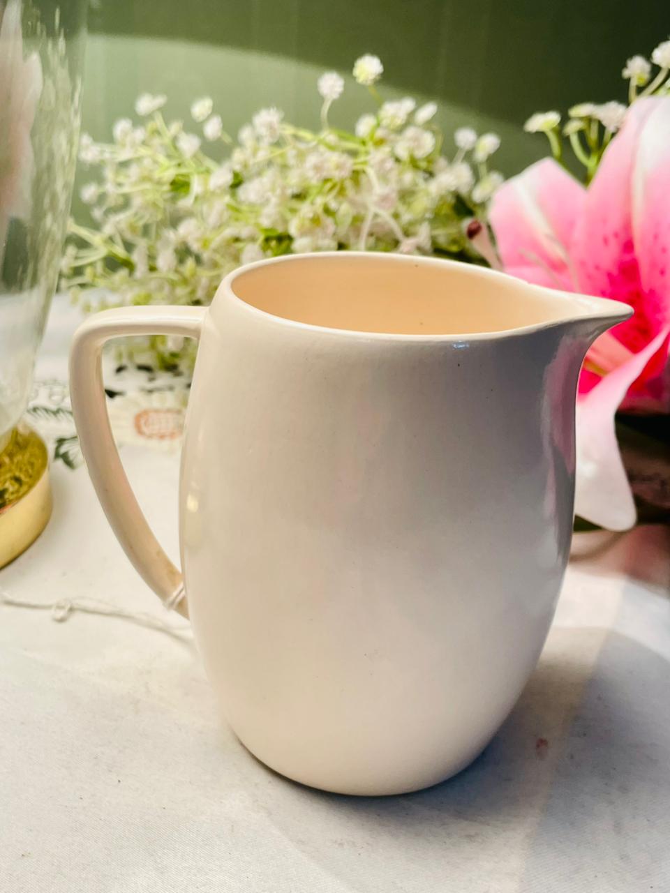 Vintage New Devon Pottery Yellow Rose Floral Jug Creamer 11cm