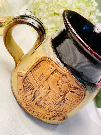 vintage 3D embossed ceramic pitcher by Stonebridge Pottery 13cm