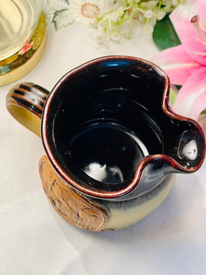 vintage 3D embossed ceramic pitcher by Stonebridge Pottery 13cm