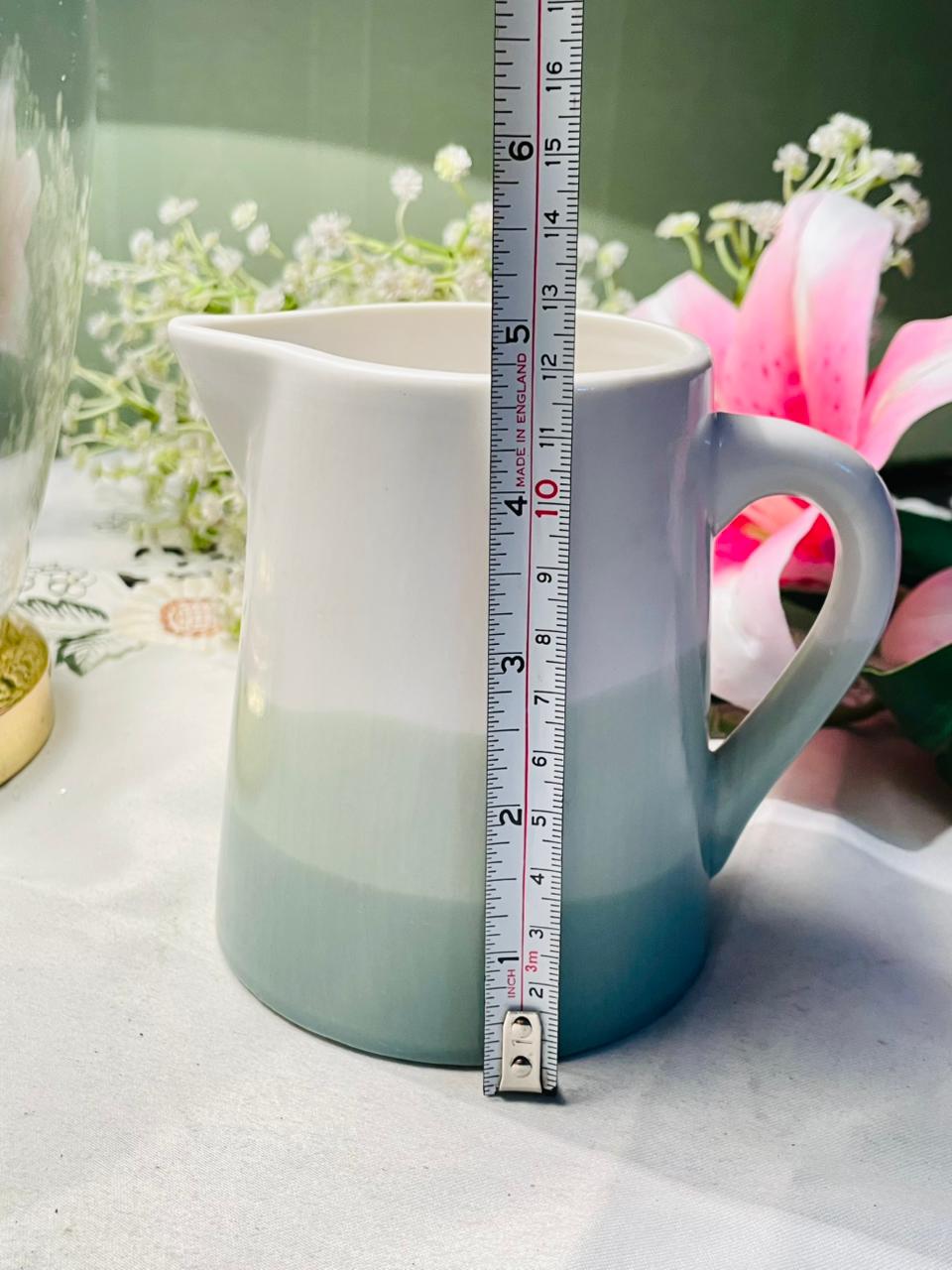 Vintage Hand painted White & Pale Blue Jug Creamer 12cm