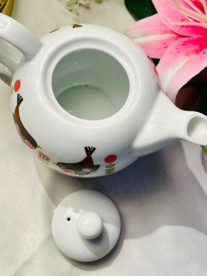 Vintage Wilko Bird Motif Tea-for-One Teapot & Cup Set 2-Piece 13cm