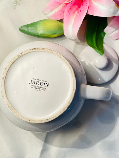 Vintage Jardin Fruit & Floral Band Teapot White 13cm