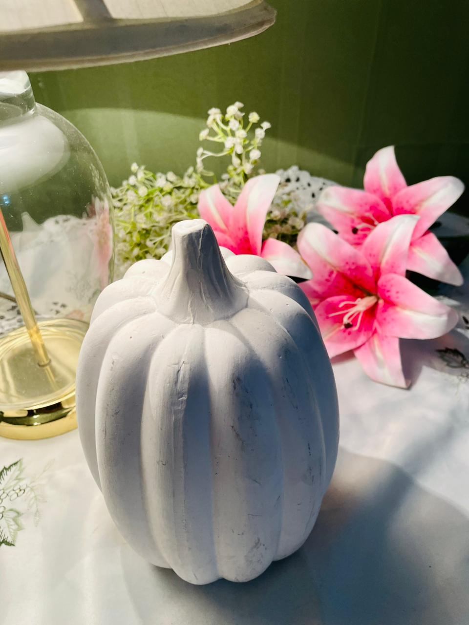 White Pumpkin Tabletop Home Decor Approx. 21 cm