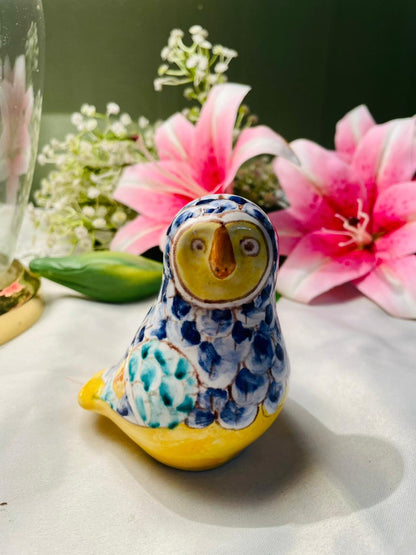 Hand Painted Colourful Ceramic Owl Figurine Approx. 9 cm