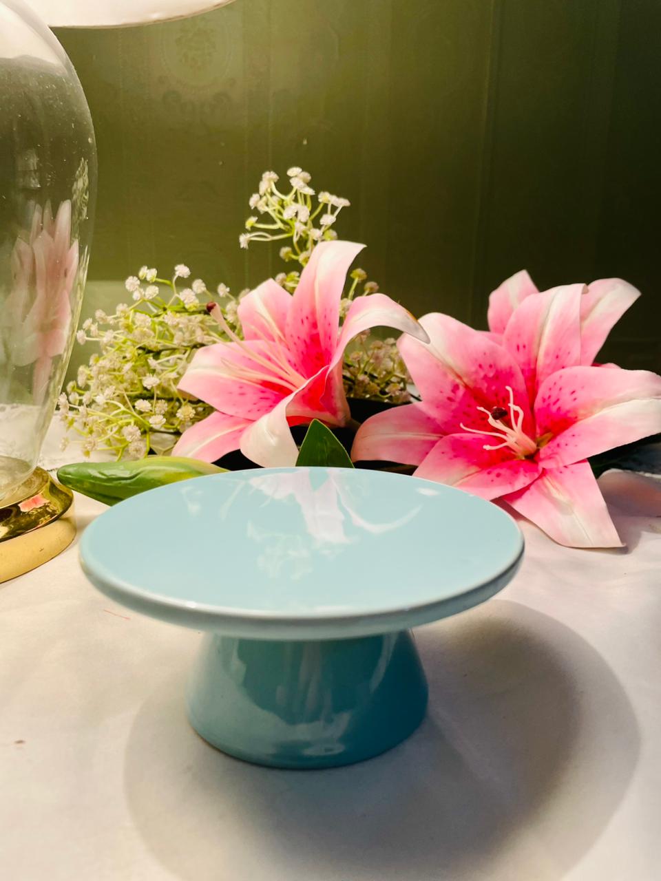 Hand painted Light Blue Side Plate Approx. 12 cm