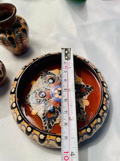 Hand Painted 3-Piece Multicolour Ceramic Mini Vase & Bowl Set