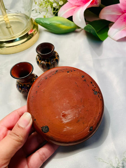 Hand Painted 3-Piece Multicolour Ceramic Mini Vase & Bowl Set