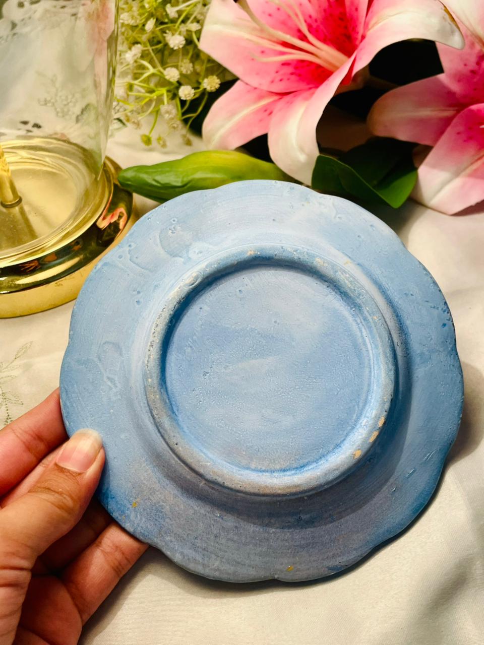 Hand Painted Merona Blue Seaside Ceramic Decorative Dish Approx. 15 cm