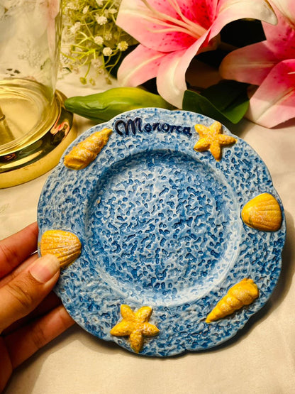 Hand Painted Merona Blue Seaside Ceramic Decorative Dish Approx. 15 cm