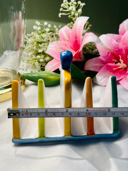 Hand Painted Rayware Colourful Ceramic Toast Rack Approx. 14 cm